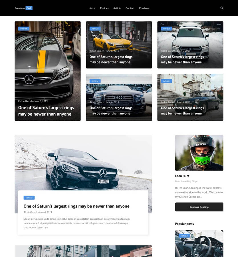 Car Blog Figma Website Templates
